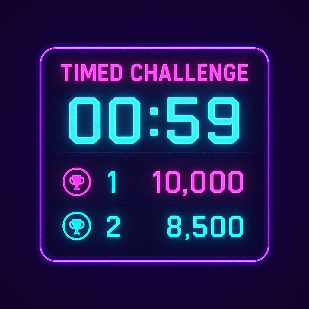 Screenshot: timed challenge scoreboard